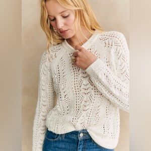 Sezane Zachary Jumper Sweater Crochet Organic Cotton Sz M